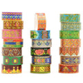 20 Rolls Chinese Style Washi Tape Set, Ancient Palace Pattern Decorative Masking Tapes with Gold Foil, Oriental for Craft, Scrapbook, DIY, Gift Wrapping (32-Azure Brocade Clouds)