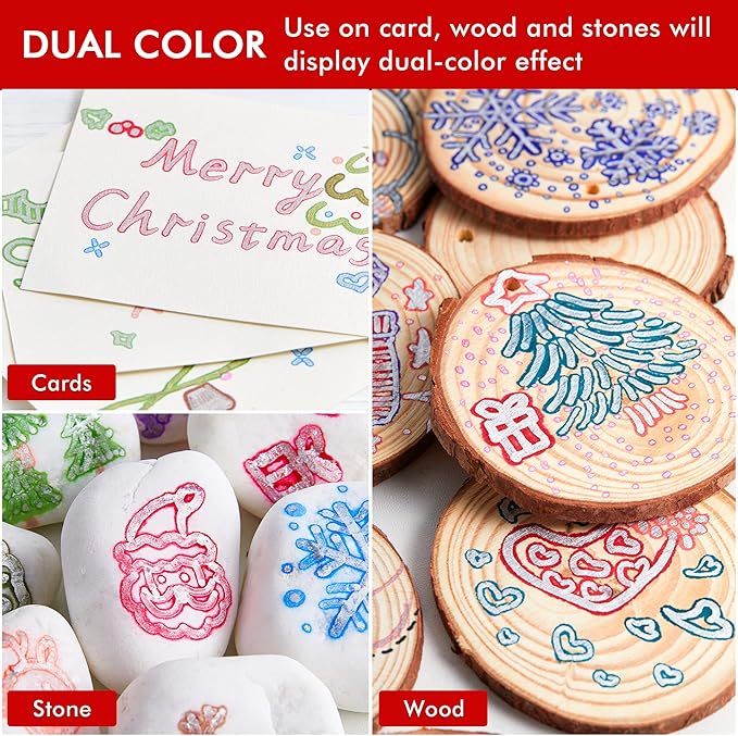 Shuttle Art Double Line Outline Permanent Markers, 28 Colors Squiggles Shimmer Markers Set, Self Outline Metallic Marker Pens for Art, Drawing, Doodling, Card Making, Christmas Card, DIY Crafts