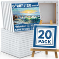 Professional Stretched Canvases for Painting with 8x8 Inch, 20 Packs Blank Painting Canvas for Acrylics,Oils & Other Painting Media, 5/8 Inch Profile 100% Cotton Artist Framed Canvas