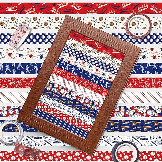 12 Rolls Baseball Washi Tape, Sport Masking Tape, Stadium Decorative Tapes for Scrapbook Journals Envelope DIY Craft Birthday Thanksgiving Christmas Party Gift Wrapping Supplies 16.4FT