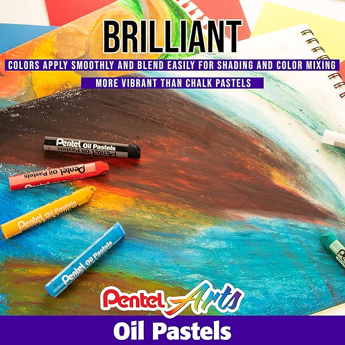 Pentel Arts Oil Pastel Set, 5/16 x 2-7/16 Inch, Assorted Colors, Set of 36