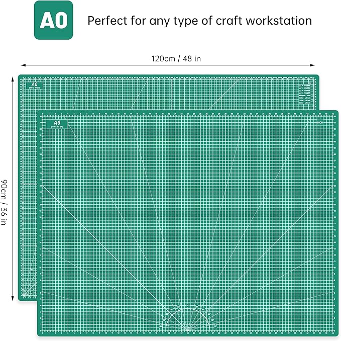 Headley Tools Thickened 36 x 48 Inch Self Healing Sewing Cutting Mat, A0 Rotary Cutting Sewing Mat for Crafts, Double Sided 5-Ply Table Cutting Board for Fabric Quilting Leather Hobby, Green