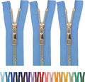 #5 Gold Metal Zipper - 50+ Colors - 3 PCS - (4-14 inches) Sizes - Luxury Lightweight Handcraft Metal Zippers with pulls for Purses Bags Pockets Shoes Sewing & Crafts DIY ZP023814