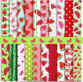 HunnmingRe 20 Pcs 10''x10'' Watermelon Quilting Fabric Square Summer Watermelon Quiltted Fabric Bundle Multicolor Precuts Printed Patchwork Supplies for Holiday DIY Sewing Craft