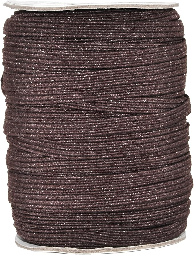 Mandala Crafts 6mm 50 Yds Roll of Brown Elastic Bands for Sewing - 1/4 Flat Elastics Cord - 1 4 Inch Braided Stretch Straps for Crafting