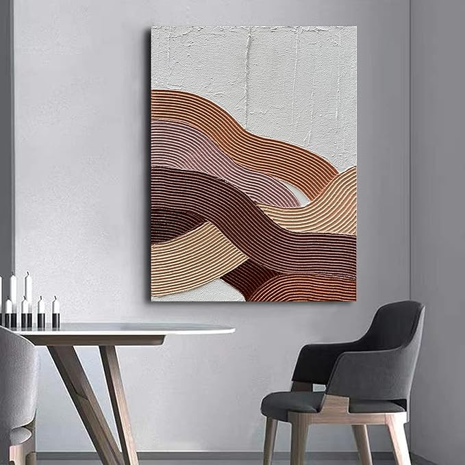 Art Hand-Painted Modern Abstract Art Brown red and White Textured Oil Painting Family Living Room Hallway Wall Art Deco 40x28 inches