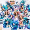 Yoksas Fantasy Sea Ocean Life Mermaid Stickers - 180Pcs Waterproof Clear Sea World Marine Animals Scrapbook Stickers for Junk Journals,Planner