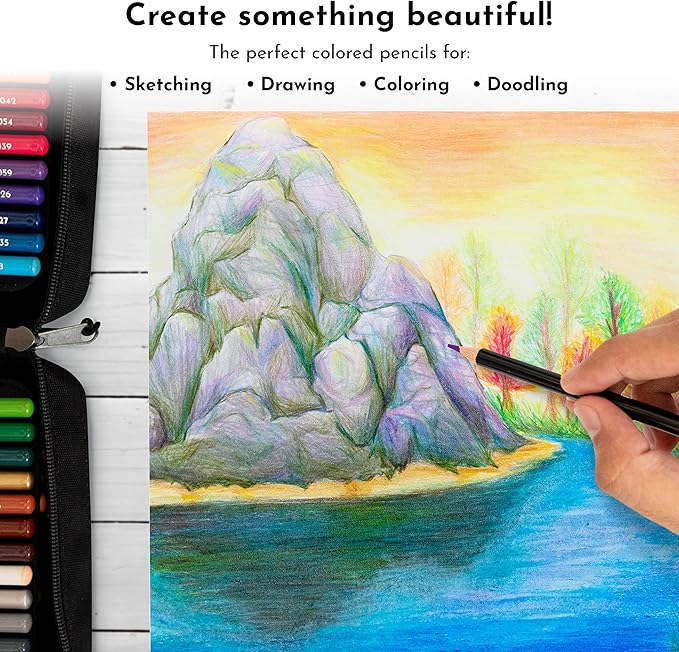 ColorIt 72 Colored Pencils for Artists - Art Tools for Coloring, Drawing & Sketching - Comes with Travel Case, Sharpener & Holder, Plus Bonus Present Box - Colored Pencil Case