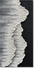 NANKAI Art Hand-Painted 3D Ocean Wave Oil Painting Natural Landscape Black and White Abstract Canvas Art Mural Family Wall Art Deco 48x24 inches