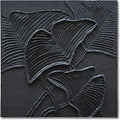 NANKAI Art Hand-Painted Black Leaf Texture Abstract Art Contemporary Minimalist Canvas Oil Painting, Home Living Room Corridor Wall Decoration Art, 24x24 inches