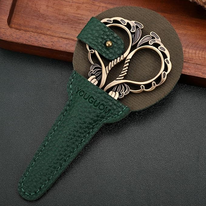 Sharp Detail Scissors with Case Embroidery Crafting Sewing Scissor for Needlework Threading Craft Artwork DIY Tools, Vintage Little Precision Shears
