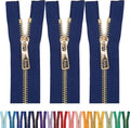 #5 Gold Metal Zipper - 50+ Colors - 3 PCS - (4-14 inches) Sizes - Luxury Lightweight Handcraft Metal Zippers with pulls for Purses Bags Pockets Shoes Sewing & Crafts DIY ZP024211