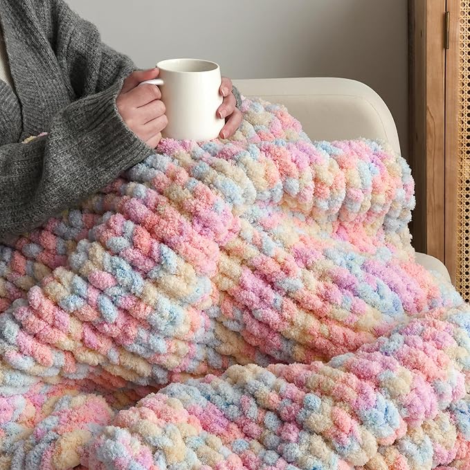 Jumbo Chunky Yarn for Hand Knitting - Super Thick Chenille Chunky Yarn for Crocheting - Extra Soft Bulky Fluffy Blanket Big Yarns 8 Jumbo Pack (27yds,8 oz Each Skein)