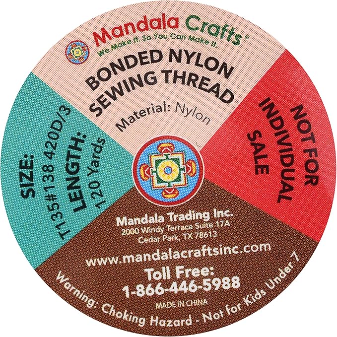 Mandala Crafts Size 138 420D T135 Bonded Nylon Thread - 12 Neutral Colors 1440 YDs Tex 135 Heavy Duty Sewing Threads for Leather, Jeans, Weaving, Outdoor Marine Upholstery