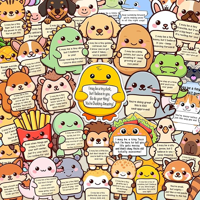 100PCS Emotional Support Animal Stickers – Affirmation Sticker Pack for Adults or Kids Cute Inspirational Buddies for Water Bottles, Laptops, Phones, Positive Quote Vinyl