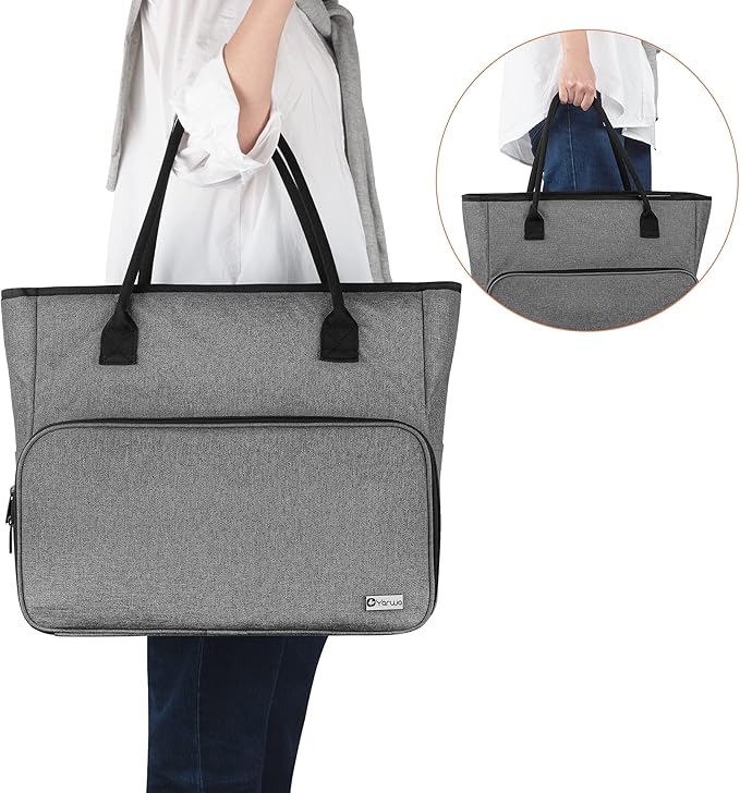 Yarwo Knitting Crochet Bag, Yarn Storage Tote Bag for WIP Projects, Yarn Skeins, Crochet Hooks and Knitting needles, Christmas & New Beginnings Gifts for Women, Gray (Bag Only, Patent Pending)