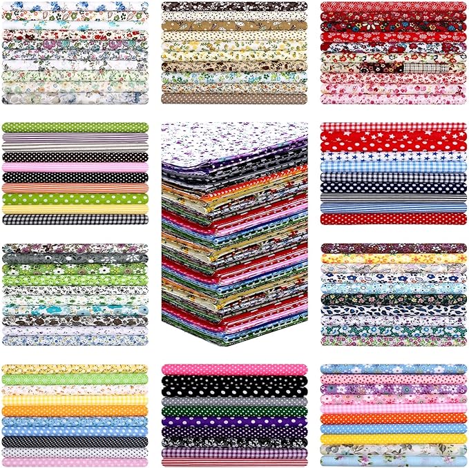 Moukeren 500 Pcs 4 x 4 Inch Cotton Fabric Squares Pre Cut Patchwork Quilting Fabric Bundles Layer Floral Printed Quilt Squares Material for DIY Craft Sewing Clothing Scrapbooking Handmade Accessory