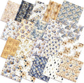 Oudain 60 Pcs 10 x 10 Inch Blue Gold Quilting Fabric Squares Vintage Christmas Fat Patchwork Precut Strips Poinsettias Fabric Bundles for Xmas DIY Craft Sewing Handmade Materials