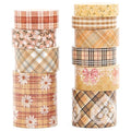 10 Rolls Vintage Floral Washi Tape Set Pastel Plaid Arts Adhesive Tapes Soft Colors Decorative Masking Tape Sets for Craft, Kids, Scrapbook, DIY, Gift Wrapping (Golden Daisy)