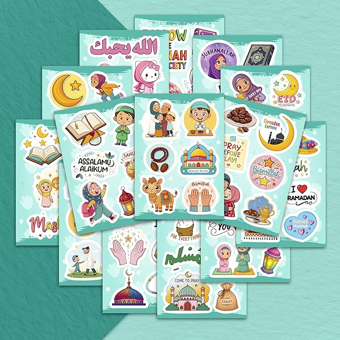 100Pcs Islamic Stickers for Water Bottle, Laptop, Muslim Stickers, Islam Decals - Islamic Party Supplies & Gifts - Gift for Women & Men