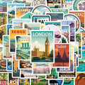 BEATRI World Travel Stickers 50Pcs Waterproof Vinyl Travel Map Stickers for Suitcase, Bicycle, Laptop, Water Bottle, Journaling & Travel Gear | Non-Repeating Decals, High-Definition Print
