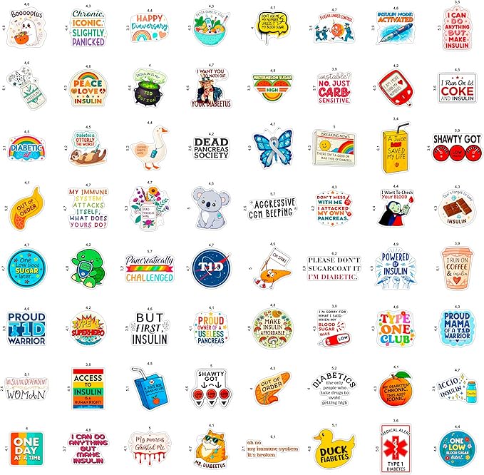 100Pcs Diabetes Stickers for Water Bottle - Diabetic Stickers and Decals - Diabetes Gifts for Diabetics - Gift for Women & Men