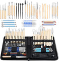 ISSEVE Pottery Clay Sculpting Tools 43Pcs Double Sided Ceramic Clay Carving Tool Set with Upgrade Stand-Up Design Carrying Case for Beginners Professionals School Student Pottery Modeling Smoothing