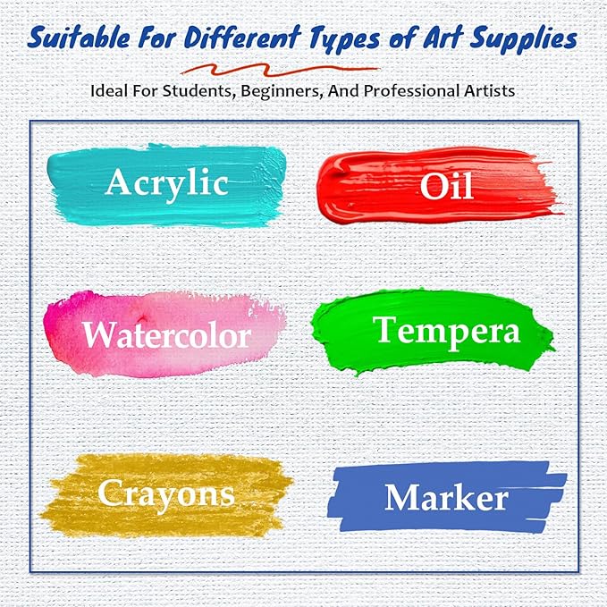 24-Pack Canvas Boards for Painting, 6 of 5x7 8x10 9x12 11x14 Canvas Panels for Kid & Adults 100% Cotton Gesso Primed Art Painting Supplies for Acrylic, Oil, Tempera & Watercolor