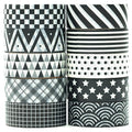 Basic Washi Tape Set 10 Rolls Black White Decorative Dot & Grid Masking Tapes for Journals, Planners, Scrapbooking, Gift Wrapping, DIY Crafts