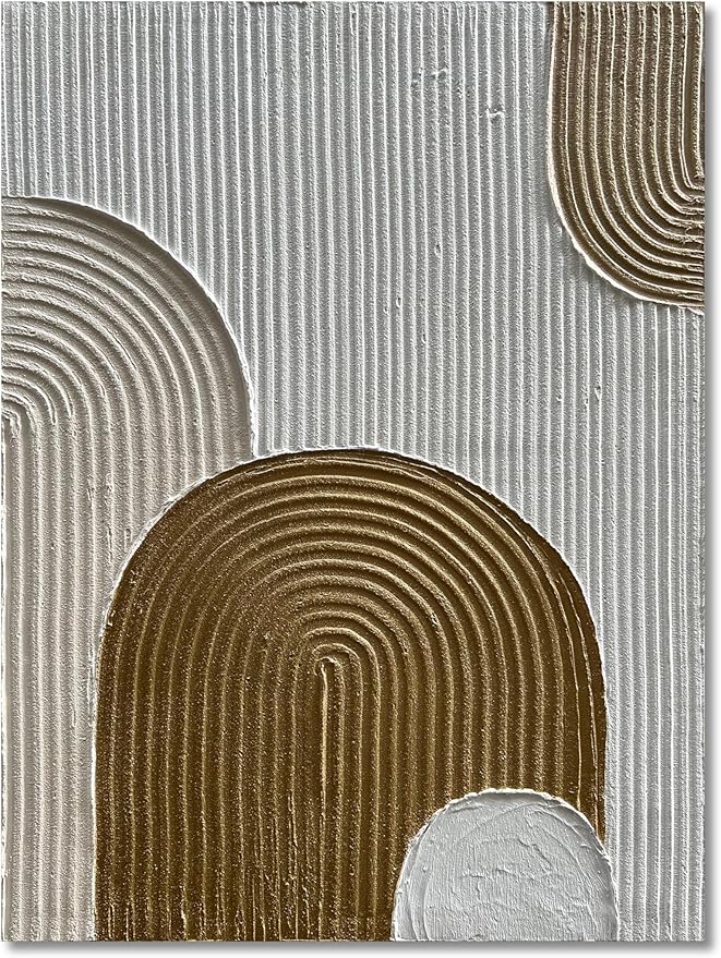 Abstract Oil Painting, 40x28 Inches, Brown and White, Textured, Hand Painted, Wall Mounted, Living Room, Bedroom, Kitchen, Office Decor
