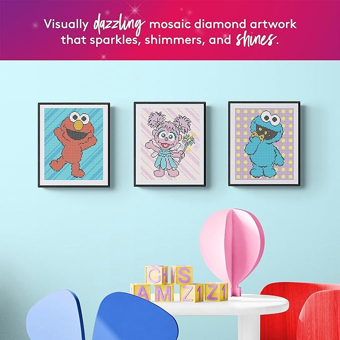 DIAMOND ART CLUB Elmo Diamond Painting Kit, Fun DIY Crafts for Adults, Round Diamond Art Canvas, 9" x 11"
