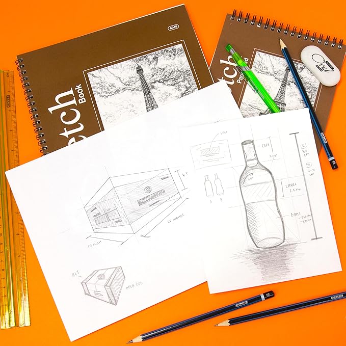 BAZIC Products Sketch Pad 50 Sheet 6" X 8", Top Bound Spiral Sketchbook Drawing Pads, Sketching Paper Coloring Book for Artist School, 1-Pack
