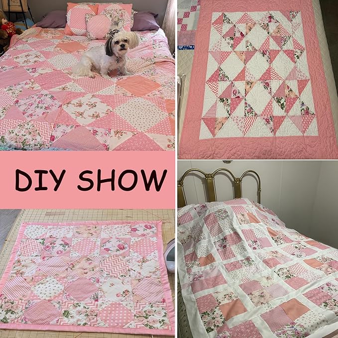 42Pcs 10" Layer Cakes, Pre-Cut 10x10 Fabric Quilt Squares Bundles for Sewing Patchwork, Quilting Supplies, Layer Cake Fabric for Quilting 10 inch - Pink