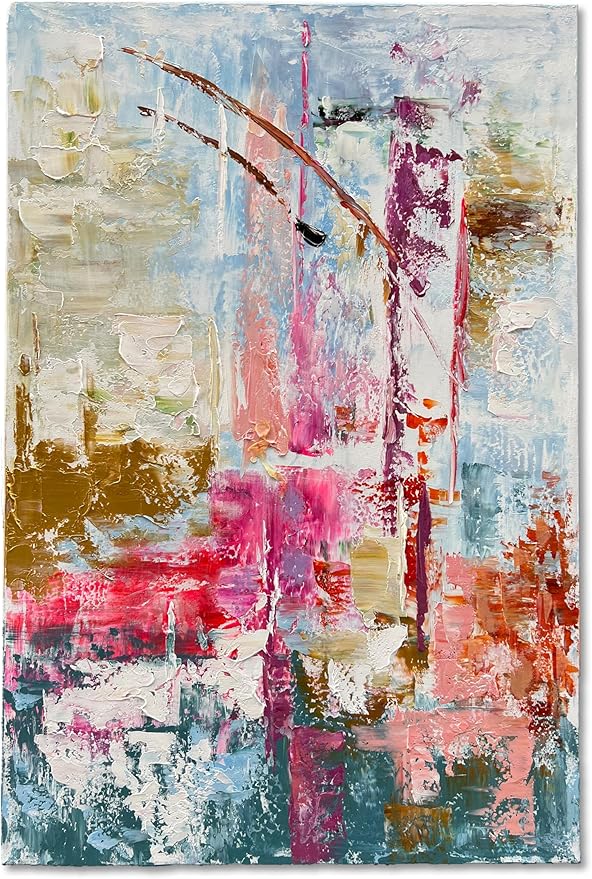 Art Hand-Painted Thick-Textured Colorful Abstract Oil Painting 36x24-inch Canvas Art Home Wall Decoration Painting