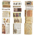 18 Rolls Vintage Washi Tape Pack Retro Arts Adhesive Tapes Wide Monologue Decorative Masking Tape Sets for Craft, Kids, Scrapbook, DIY, Gift Wrapping (Past Events)
