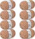 Chunky Yarn for Hand Knitting - #10 Chunky Chenille Yarn, Jumbo Big Thick Chunky Yarns for Crocheting, Super Bulky Chunky Knit Blanket Yarns, 8 Skein (25 yds 8 oz Each Skein), Light Coffee