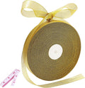 100 Yards Glitter Gold Ribbon 5/8 Inch, Sparkly Thin Solid Fabric Ribbon for Gift Wrapping, Crafts, Holiday Wedding Birthday Party Decoration Floral Bouquet, Metallic Gold Ribbon Roll