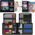 KALOUR 140 Drawing Set Sketching Kit,Art Supplies with 3-color Sketchbook & Coloring Paper,Include Tutorial, Colored, Graphite, Charcoal, Watercolor & Metallic Pencil,for Artists Adults Teens Beginner