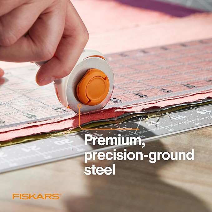 Fiskars 45mm Titanium Rotary Blades (2 Pack) - Rotary Cutter Blade Replacement - Crafts, Sewing, and Quilting Projects - Grey