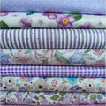 7Pcs 9.8" x 9.8"(25 * 25CM) Cotton Fabric DIY Making Supplies Quilting Patchwork Fabric Fat Quarter Bundles DIY for Quilting Cotton Patchwork Cushions (Purple Flowers, 9.8" x 9.8")