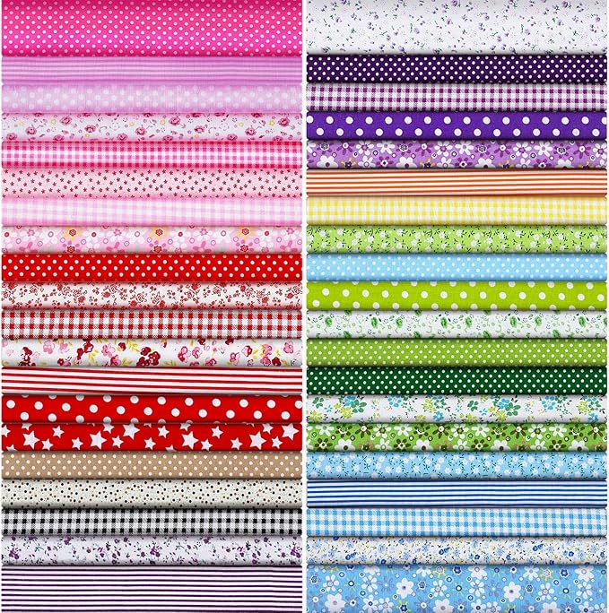 40 Pcs 10 x 10 Inches Cotton Fabric Bundle Squares Precut Fabric Squares Multi Color Floral Fat Sheets for Craft DIY Quilting Sewing(Fresh Patterns)