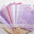 15Pcs Handmade Scrapbook Art Paper Craft Textured Paper Colorful A5 sheet Mesh Special Paper Mix for Scrapbooking Junk Journal Journaling Supplies DIY Materials,5.8x8.2 inches (Purple)