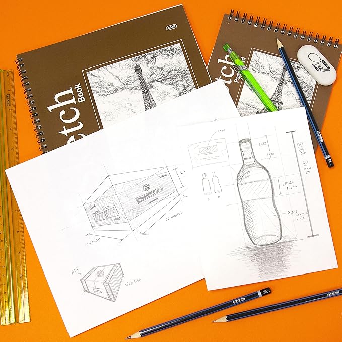 BAZIC Products Sketch Pad 50 Sheet 6" X 8", Top Bound Spiral Sketchbook Drawing Pads, Sketching Paper Coloring Book for Artist School, 2-Pack