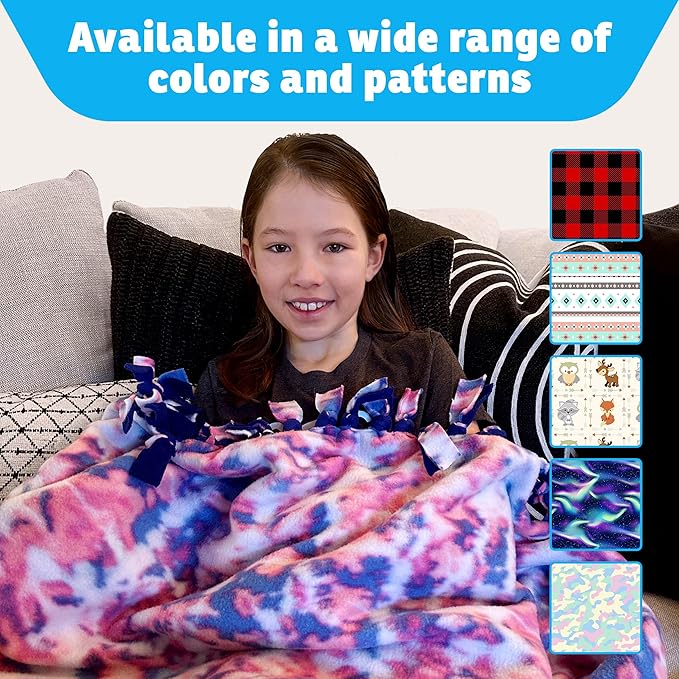 YourFleece Kittens No-Sew Throw Fleece Fabric DIY Blanket Making Kit, Make Your Own, Anti-Pill, 72x60 inches