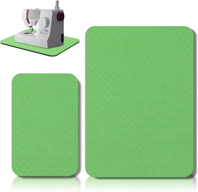 2 Pcs Sewing Machine Muffling Mat Pedal Sewing Mat Reduce Vibrations Noise No Slip Machine Accessories for Quilting(15'' X 20'' and 9'' X 14'',Forest Green)