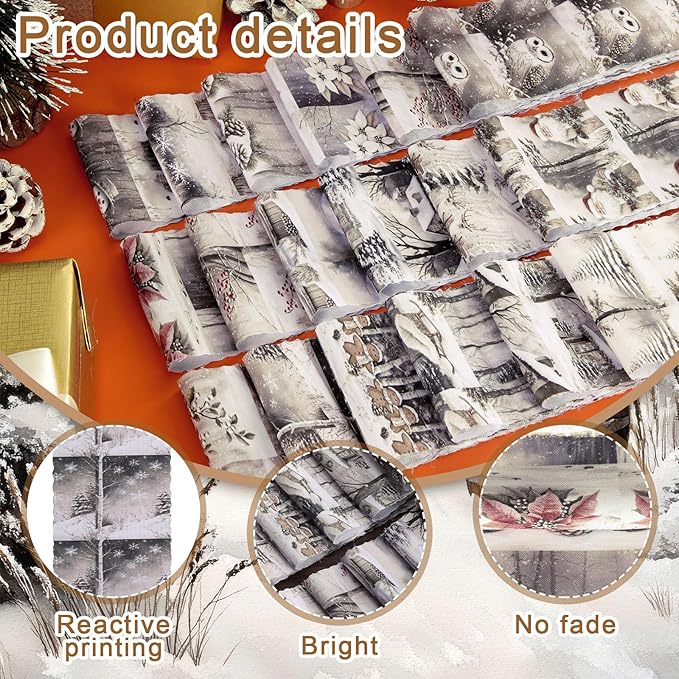 40 Pcs Neutral Christmas Quilting Fabric Roll 2.56 Inch Beige Winter Precut Fabric Square Jelly Patchwork Santa Nutcracker Snowflake Strips Material for Xmas Holiday Craft Sewing Panels DIY