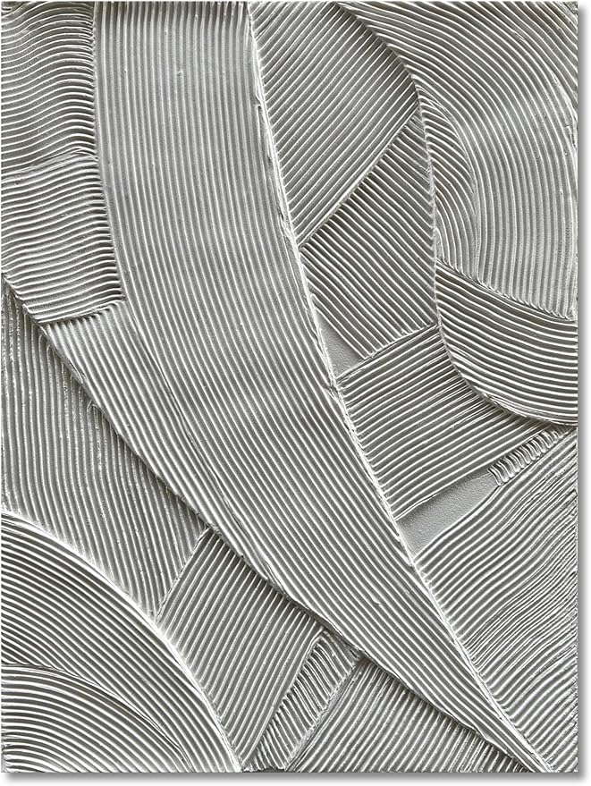 Art Hand Painted White Thick Texture Abstract Art Oil Painting Modern Canvas Wall Decoration 40x28 inches