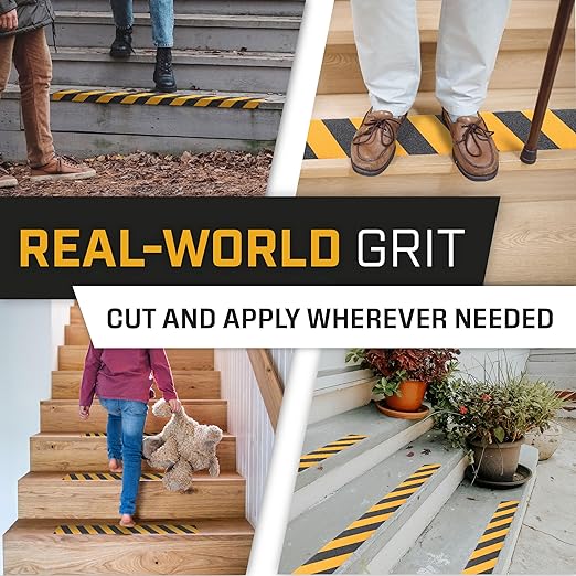 Lockport Anti Slip Tape - Black & Yellow Adhesive Grip Tape for Stairs 4” x 25ft for Roll | Stair Treads Non Slip Outdoor/Indoor - Heavy Duty Grip Warning Safety for Ramps and Steps
