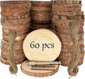 Unfinished Natural Wooden Slices 60 Pcs 3.2-4 Inch Wood Circles for Crafts DIY Christmas Ornament Craft Wood Kit with Bit,Blank Round Wood Slice with Bark for Art,Painting,Party (60)