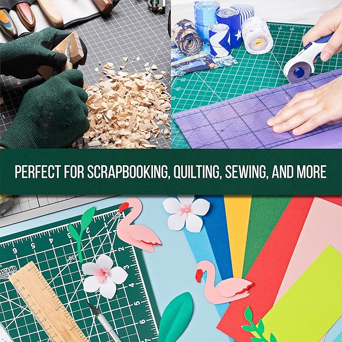 U.S. Art Supply 12" x 18" Self-Healing Cutting Mat 5-Ply - Double-Sided Green/Black Craft Mat, Non-Slip Cutting Mats for Crafts, Sewing, Quilting, Scrapbooking